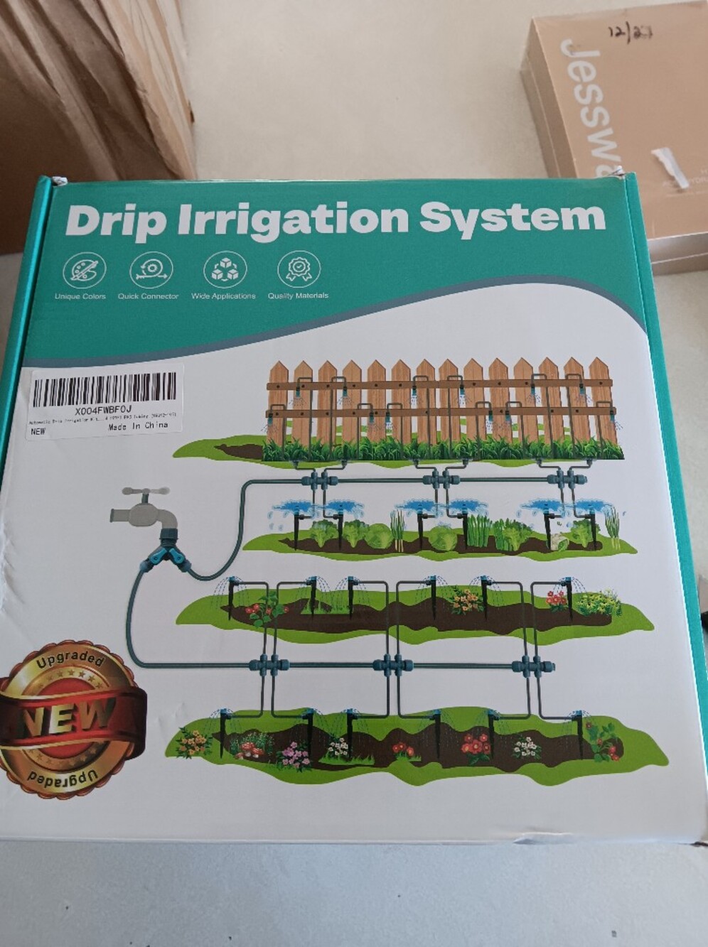 Drip Irrigation System - Teal & White Gardening Kit